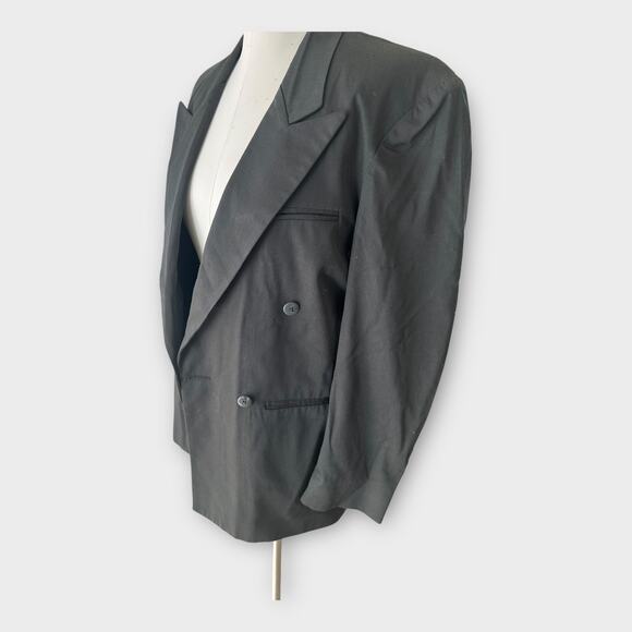Vintage 90s Black Double Breasted Blazer Women's RPM Next Wave Preppy Academia M - Picture 4 of 11
